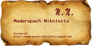 Maderspach Nikoletta névjegykártya